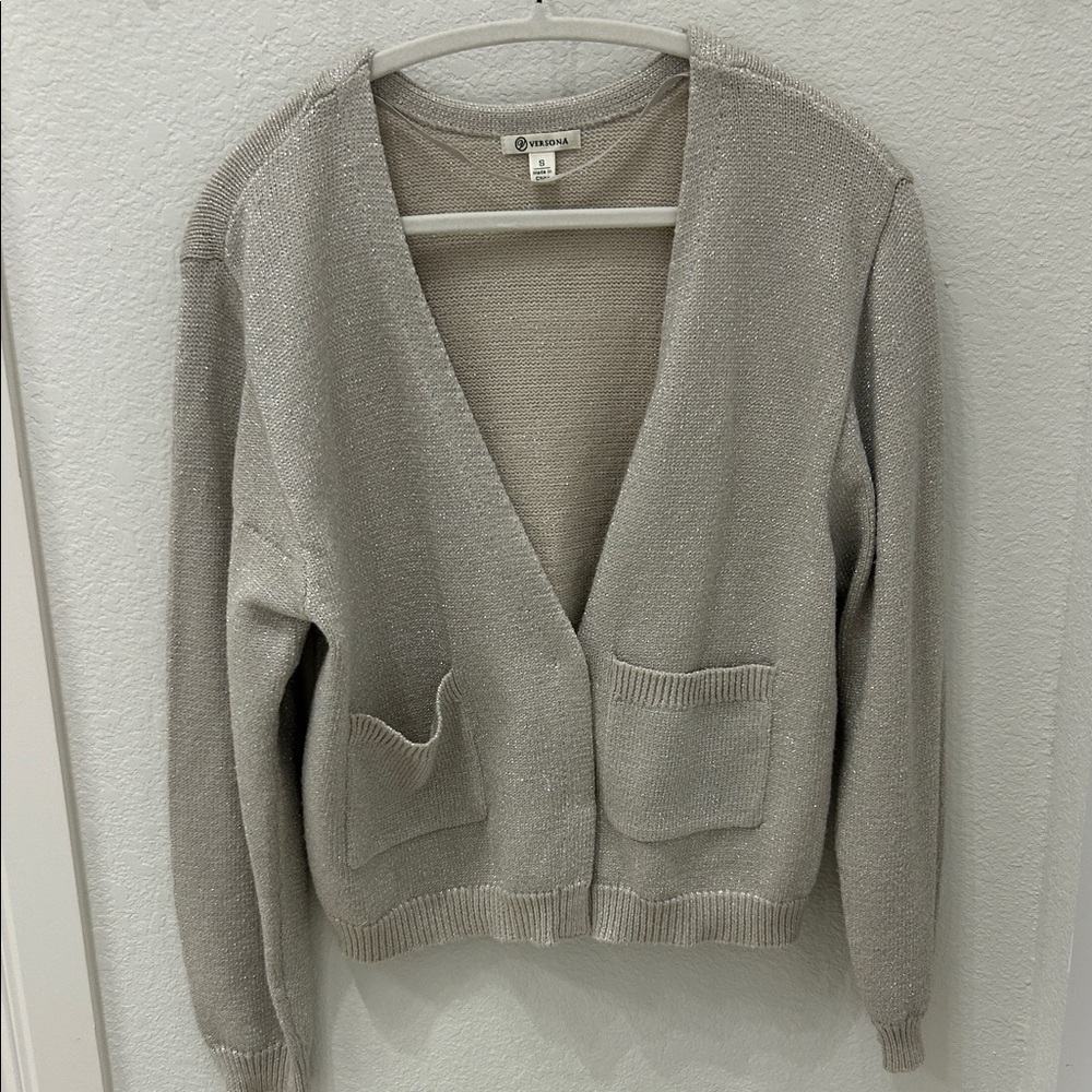 Versona Silver Knit V-Neck Cardigan
